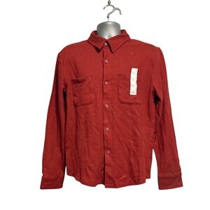 Goodfellow & Co Mens Small Rust Red Long Sleeve Button Down Knit Shirt Standard